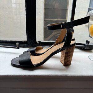 Anthropologie Cork Sandal Slingback Heels Size EU 39 Black/Brown
